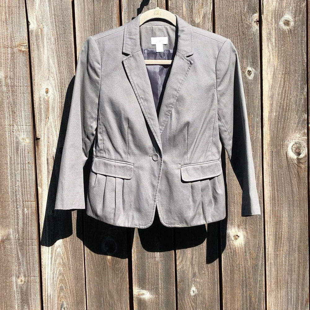 Loft slate cropped blazer jacket size 4